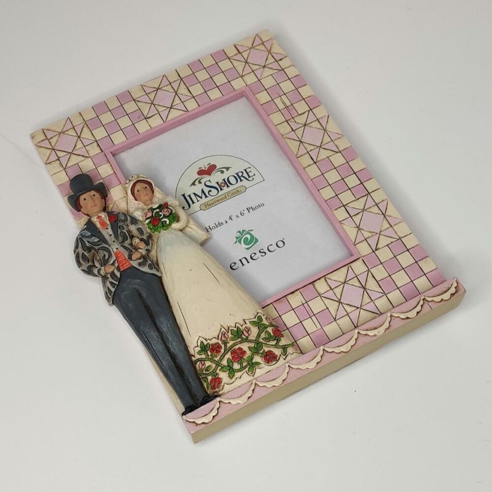 Jim Shore Pink and Cream Wedding Couple Picture Frame - Picture 5 of 16
